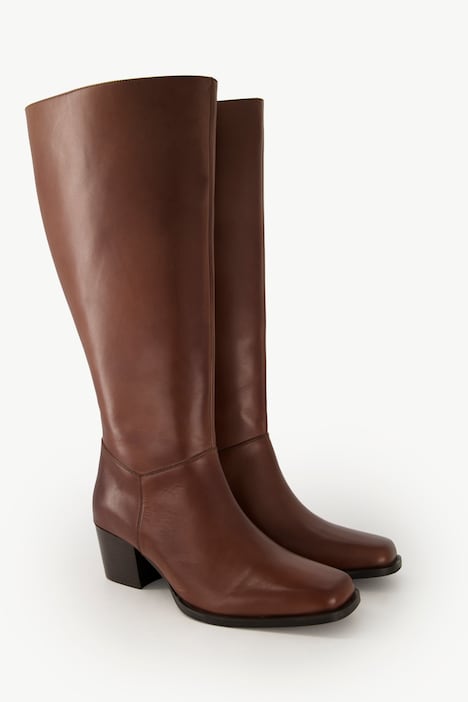 Lederstiefel, XL-Schaft, Elastikeinsatz, Weite H