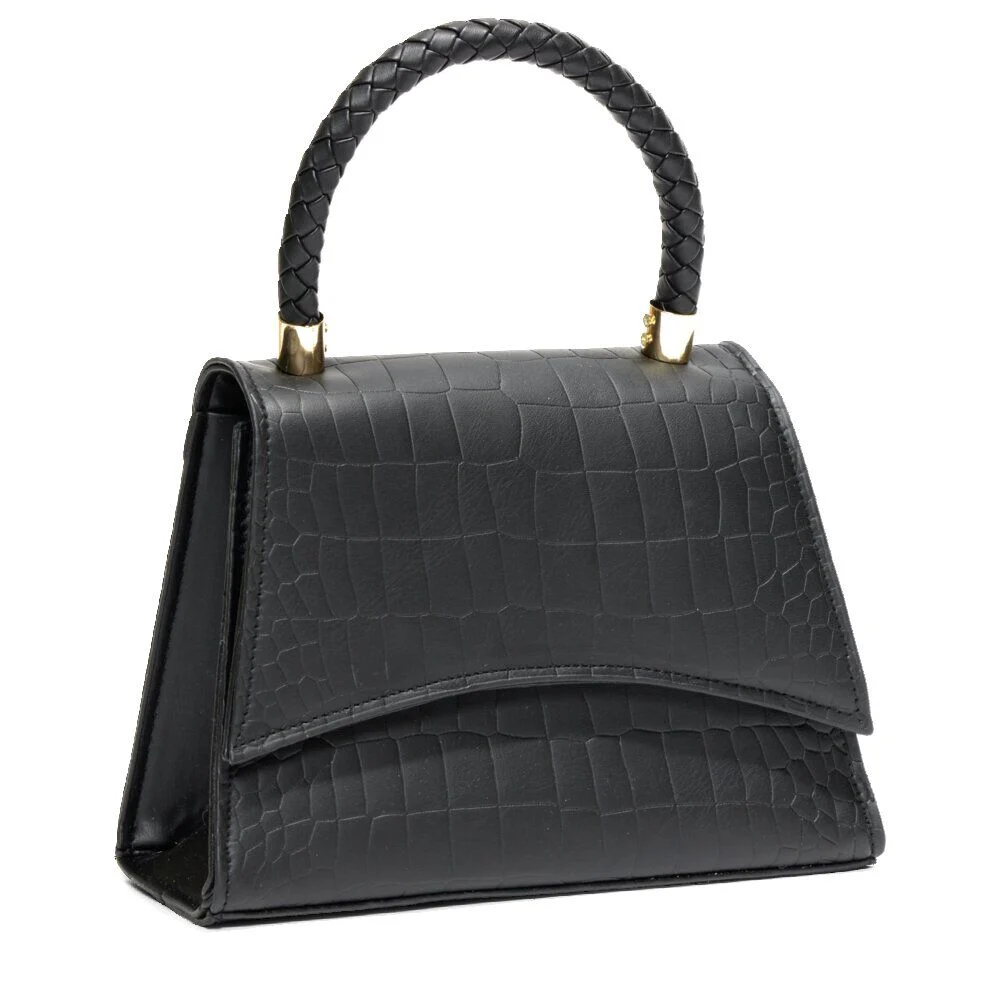 Sac à main simili effet croco avec bandoulière amovible 21x8xH15cm - 3 modèles