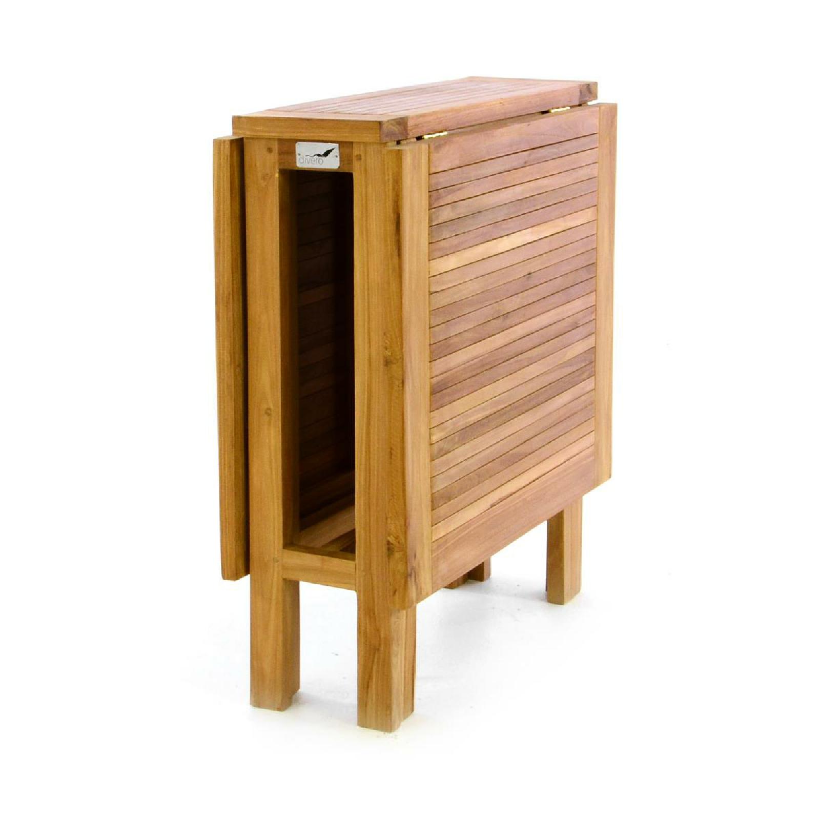 VCM Balkontisch Gartentisch Tisch Klapptisch Holz Teak behandelt 130x65cm