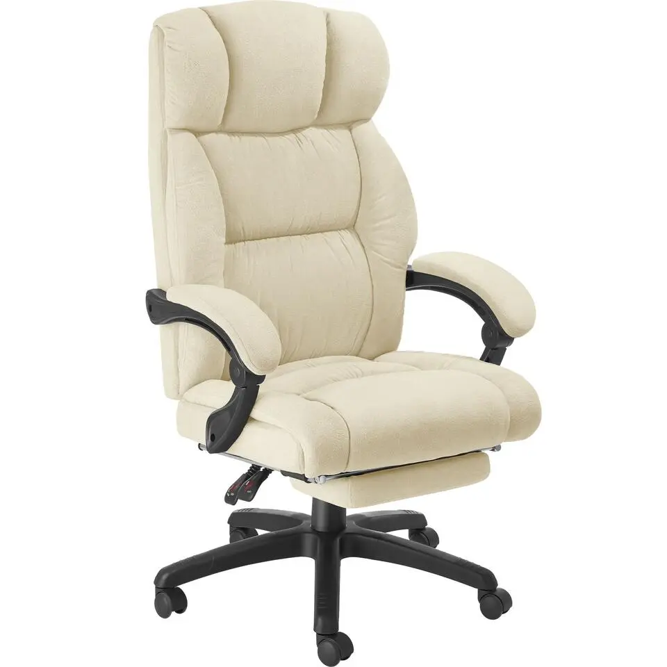 tectake Bureaustoel Jillien met voetsteun en veloursbekleding, Beige