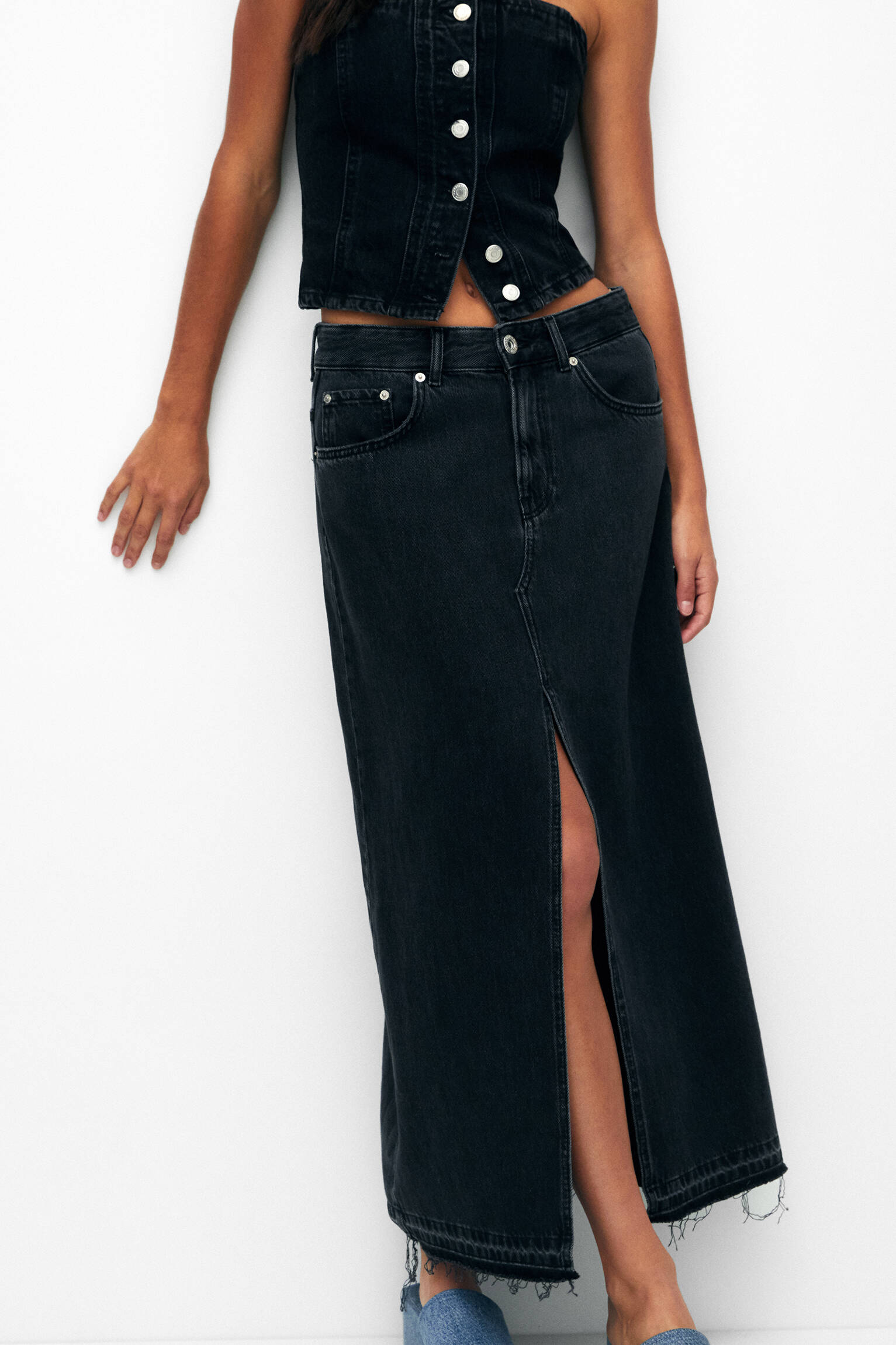 SAIA LONGA JEANS - PRETA