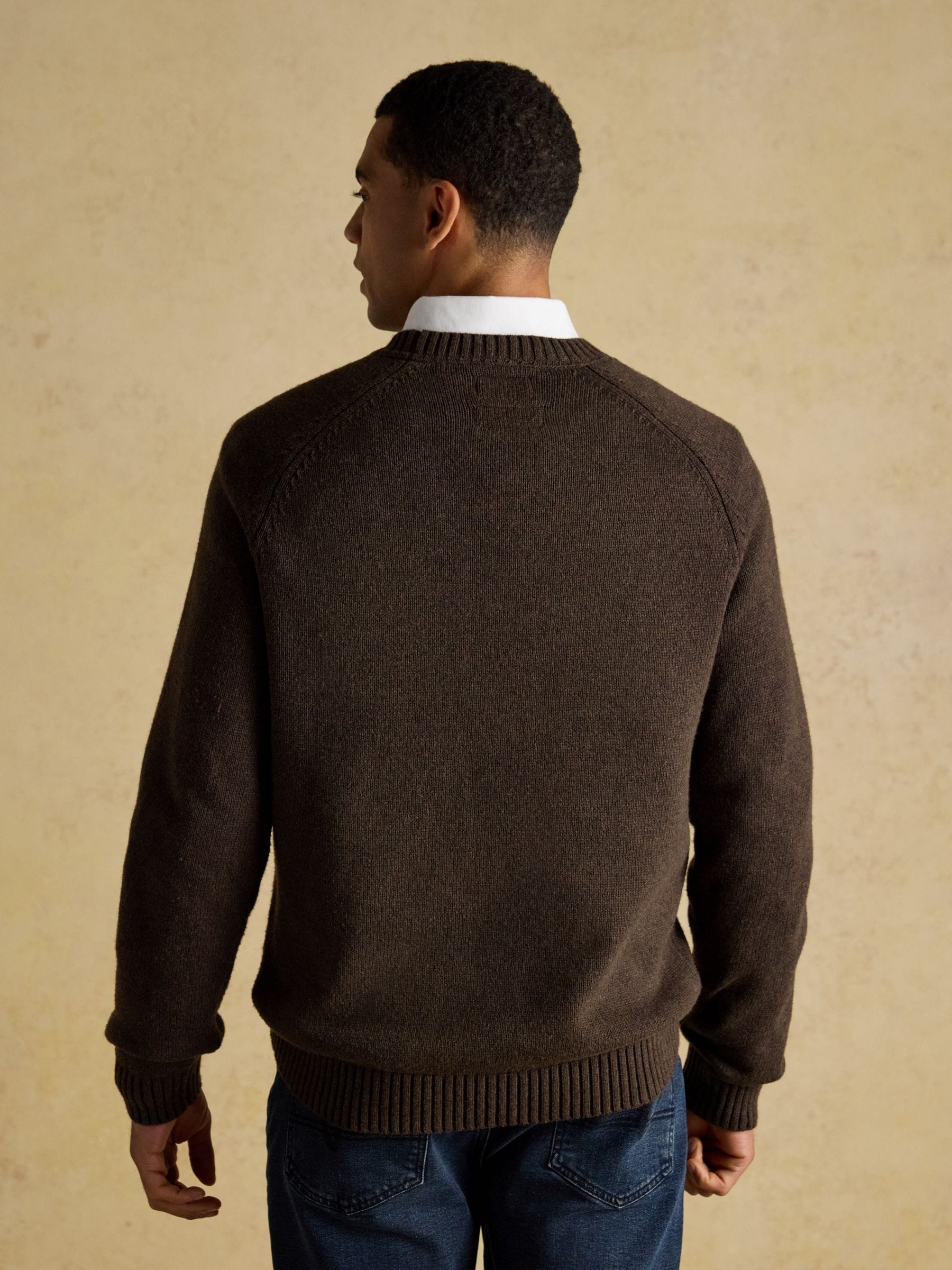 Bruin - Joules - Jonty - Intarsia-gebreide trui met ronde hals