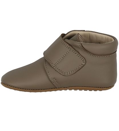 Pom Pom Hausschuhe - Klettband - Taupe