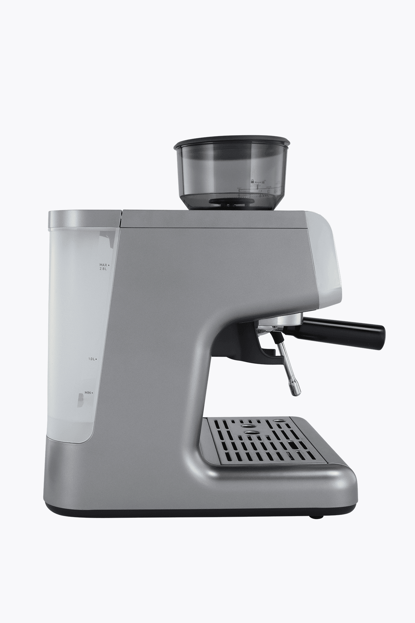 BEEM Siebträgermaschine Grind Profession Edelstahl/Schwarz mit Mahlwerk