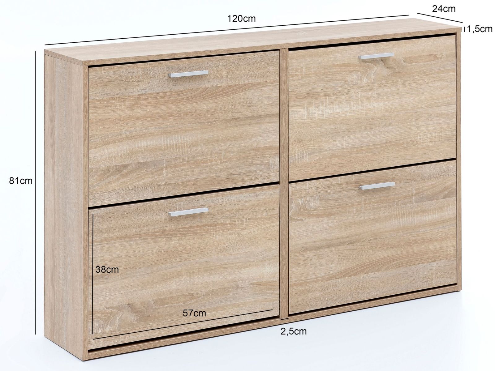 Schuhschrank - Sonoma Eiche - 120 cm