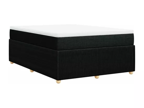 Sommier à lattes de lit avec matelas Noir 160x200 cm Tissu