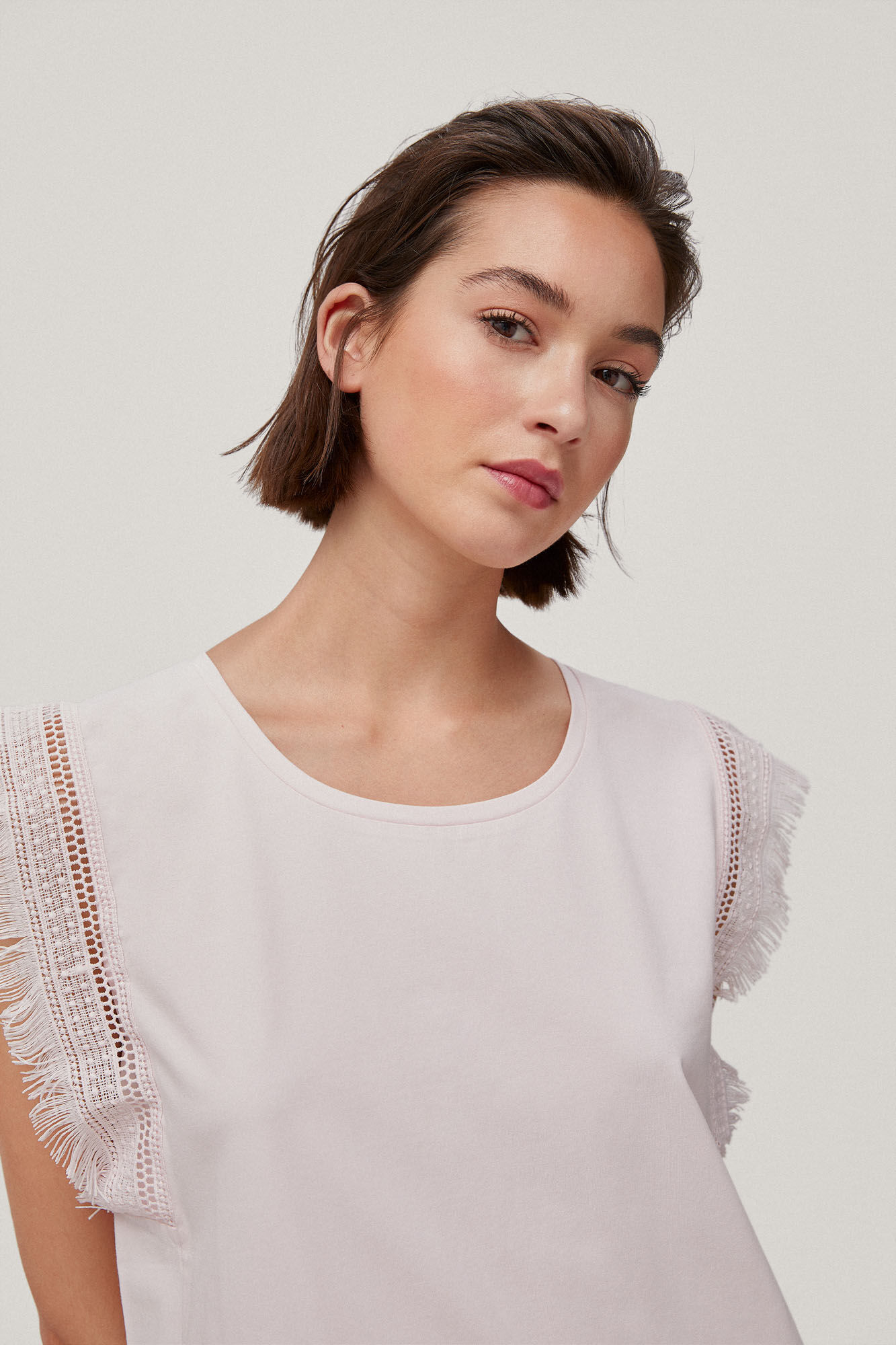 Camiseta com franjas - Rosa