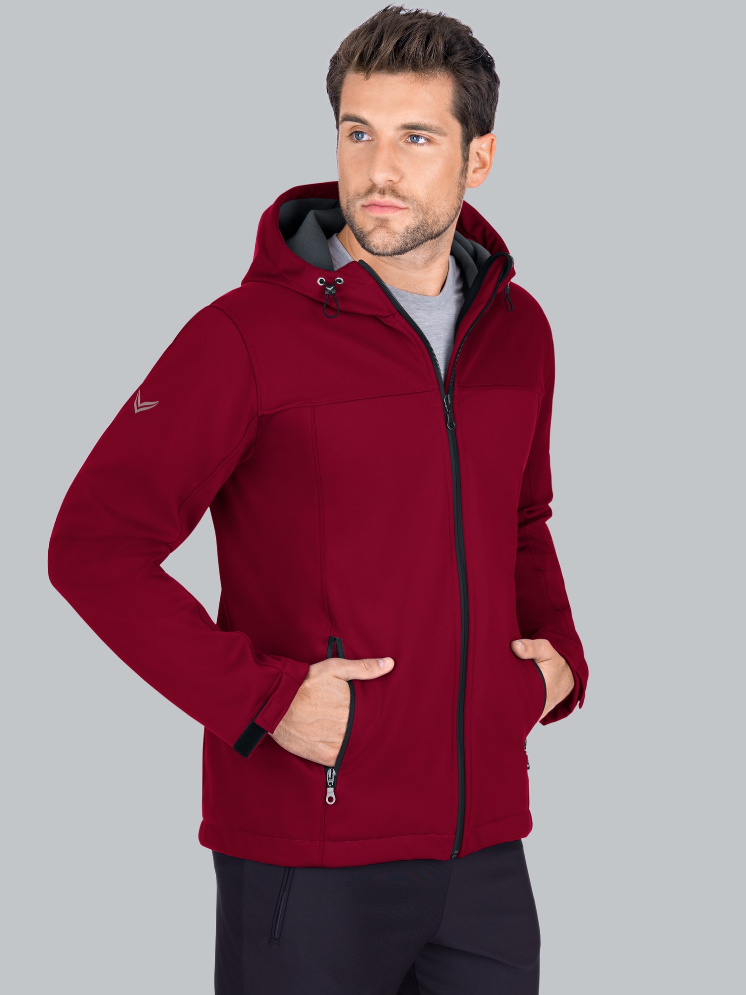 Klassische Softshell–Kapuzenjacke Rubin