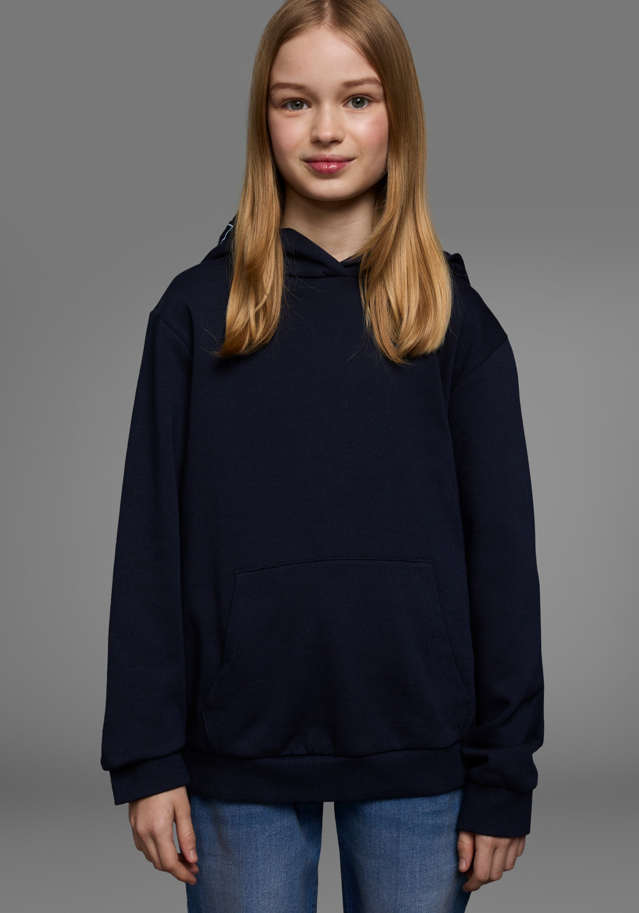 KIDSWORLD Kapuzensweatshirt », Hoodie mit Print auf der Kapuze«, Langarm,  weite Passform,  stylischer Druck,  Basic-Stil