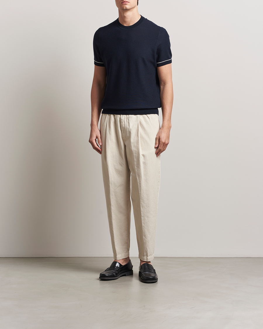 BOSS BLACK Jianfranco Cotton/Viscose Knitted T-Shirt Dark Blue