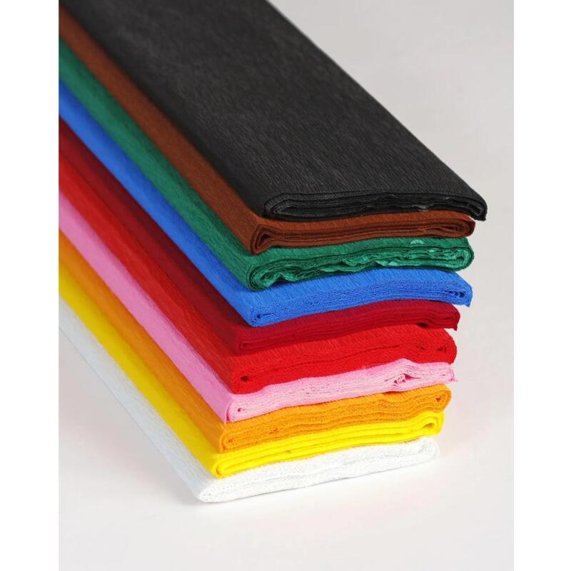 CRÉPON IGNIFUGÉ, Paquet de 10 feuilles 38g/m2 au format 2,50x0,50m - Assortiment