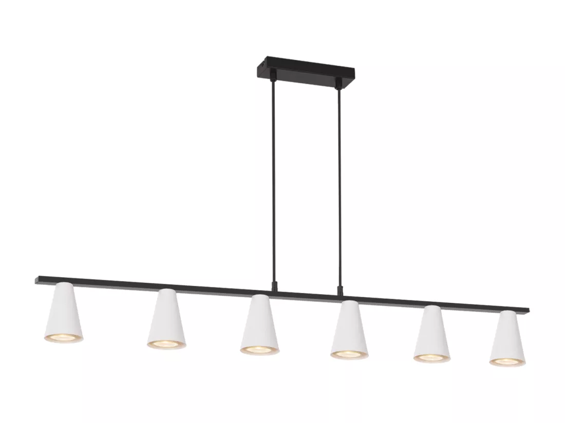 NETTLIFE Suspension table à manger lampe suspendue 6 ampoules - lampe de table à manger suspendue blanc moderne noir GU10 métal