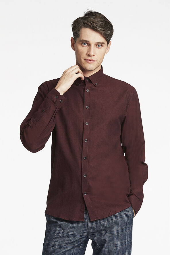 Lindbergh Mouliné stretch shirt L/S Rød