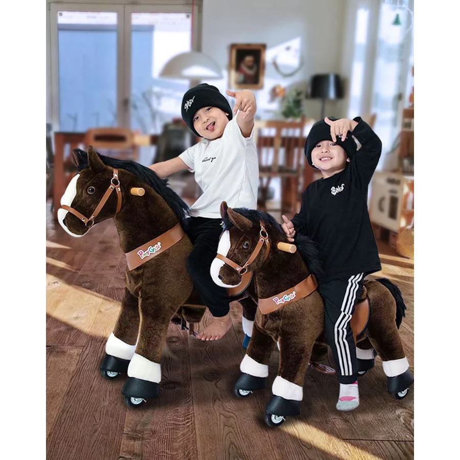 PonyCycle® Dark brown mit Bremse und Sound - groß