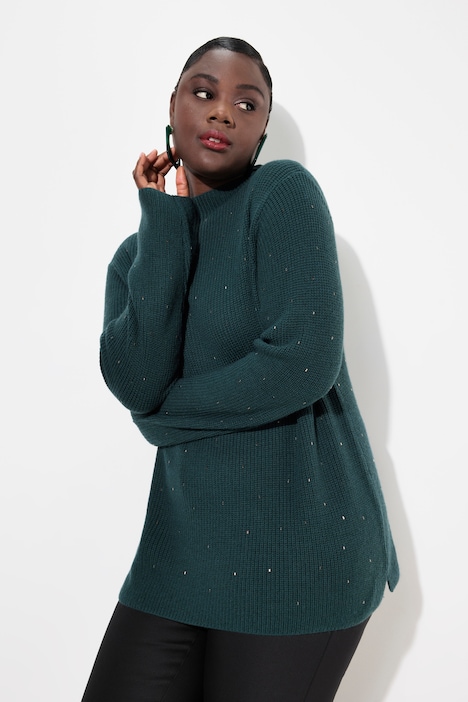 Pullover, Wollmix, Ziersteine, Stehkragen, Langarm