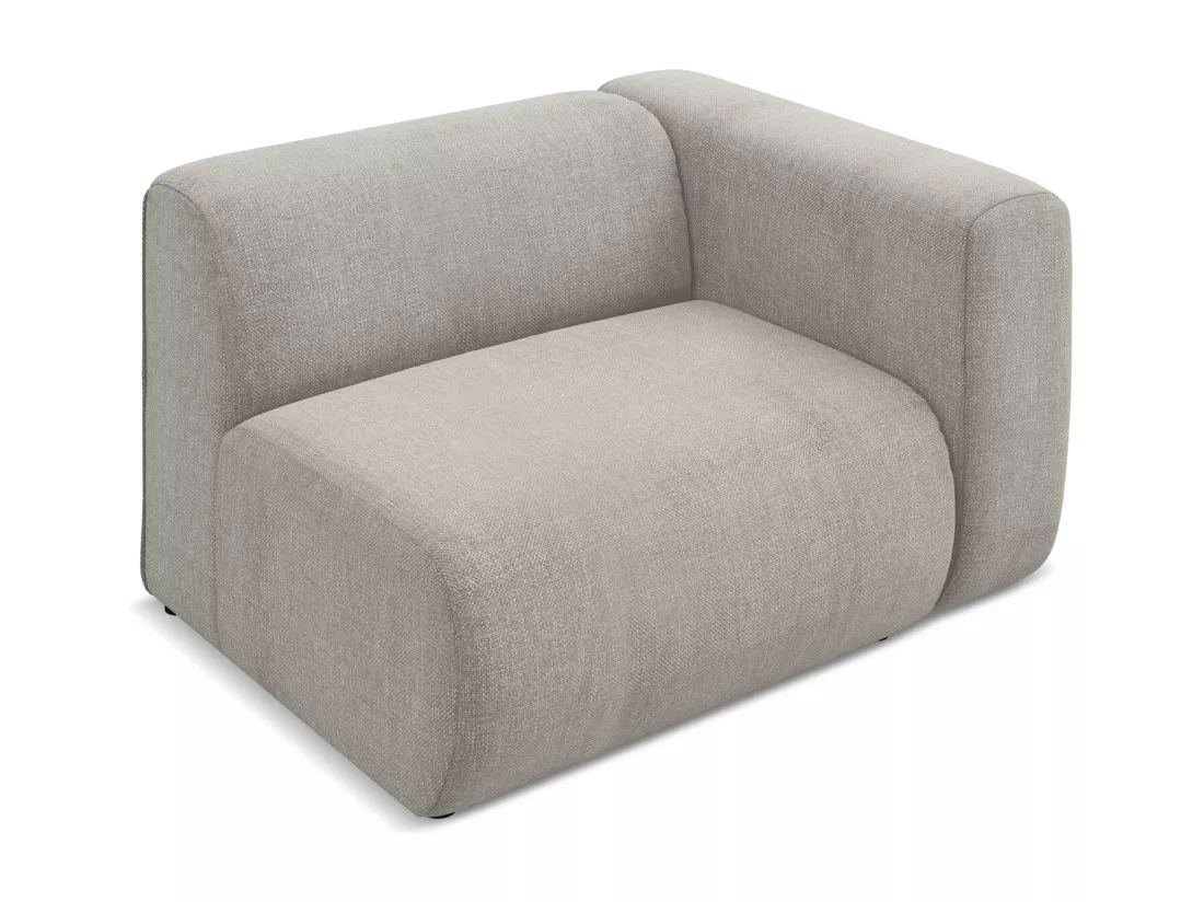 Module avec accoudoirs droit en tissu chenille - beige - EKAHI