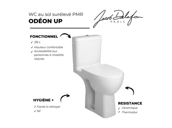 WC à poser PMR JACOB DELAFON Odéon up + abattant