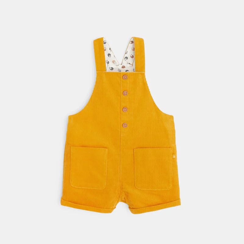 Salopette short en velours côtelé jaune bébé fille Jaune