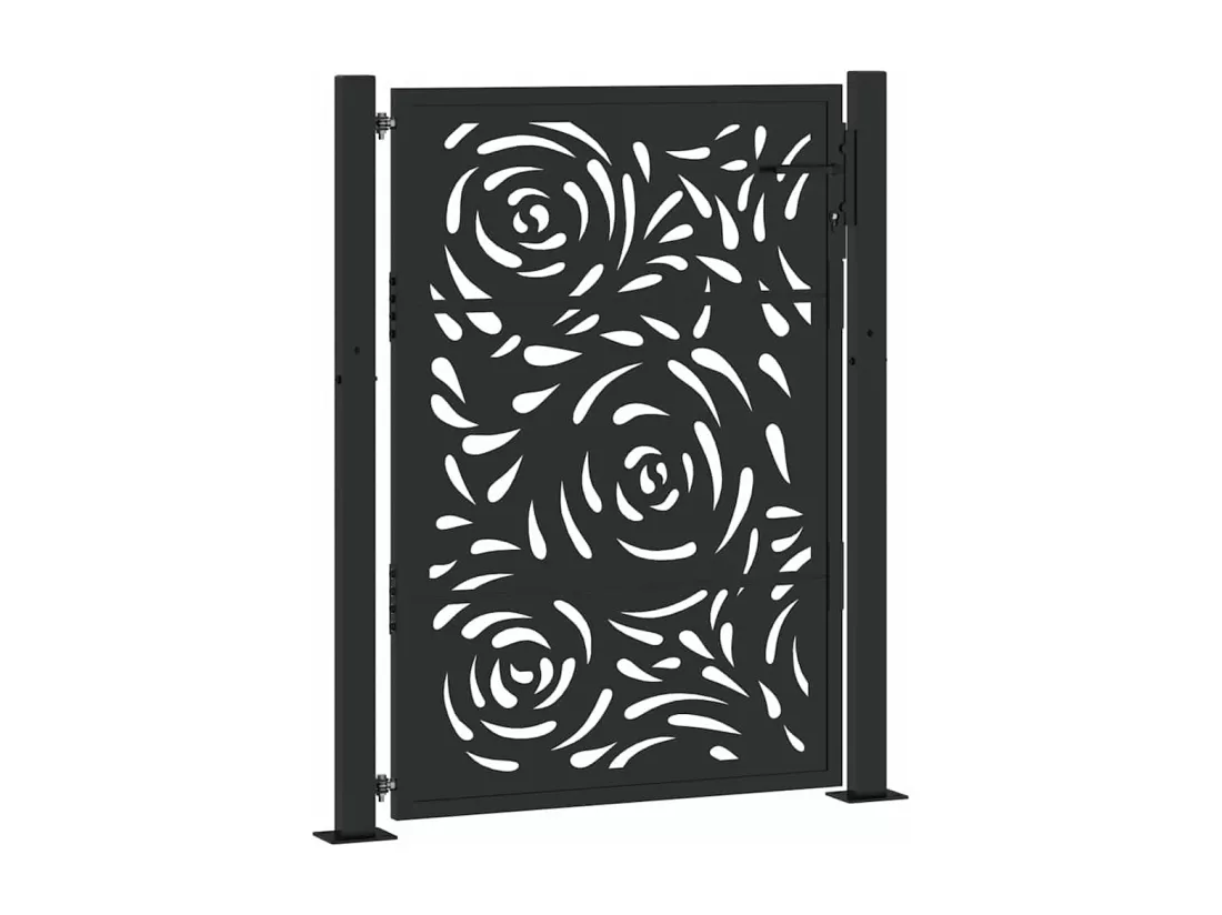 Portail de jardin noir 105x130 cm acier conception de flamme