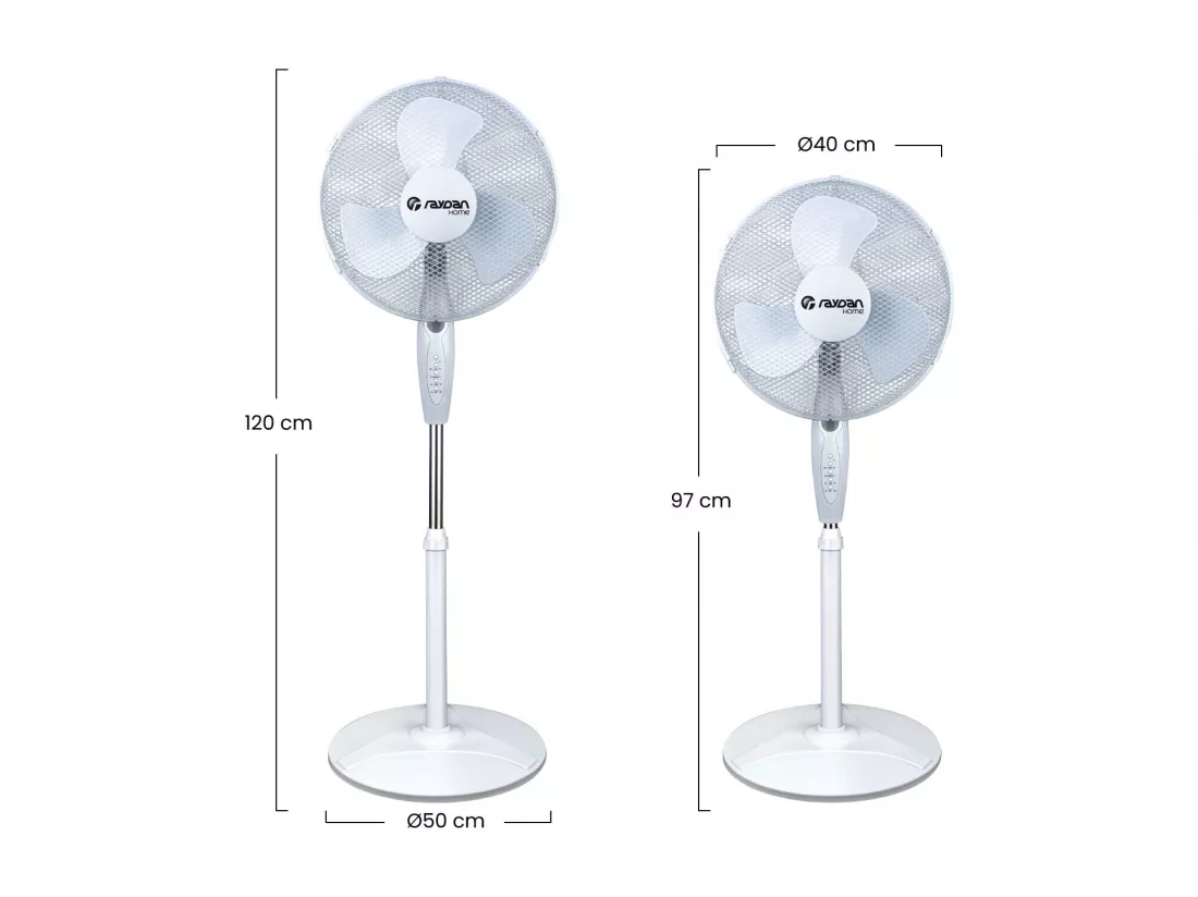 Ventilateur sur Pied Ø40cm 40W 3 Vitesses Neos Comfort Blanc avec Télécommande Thinia Home