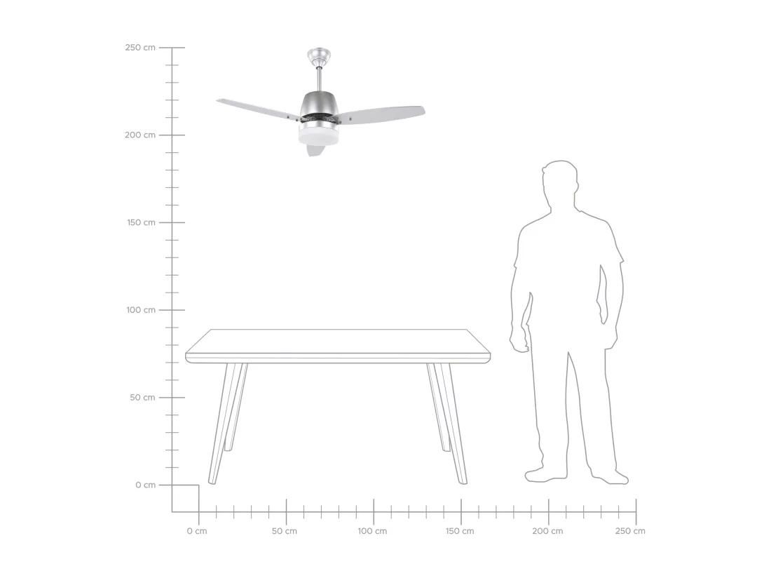 Ventilateur de plafond avec lampe MLAVA Avec télécommande Argenté