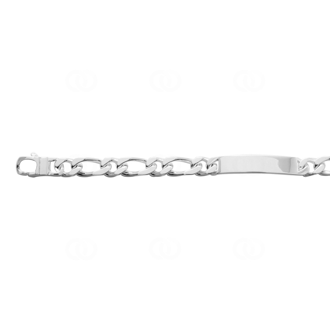 Gravurarmband Figaro 1+1 4-seitig 925 Silber rhodiniert 8.0mm