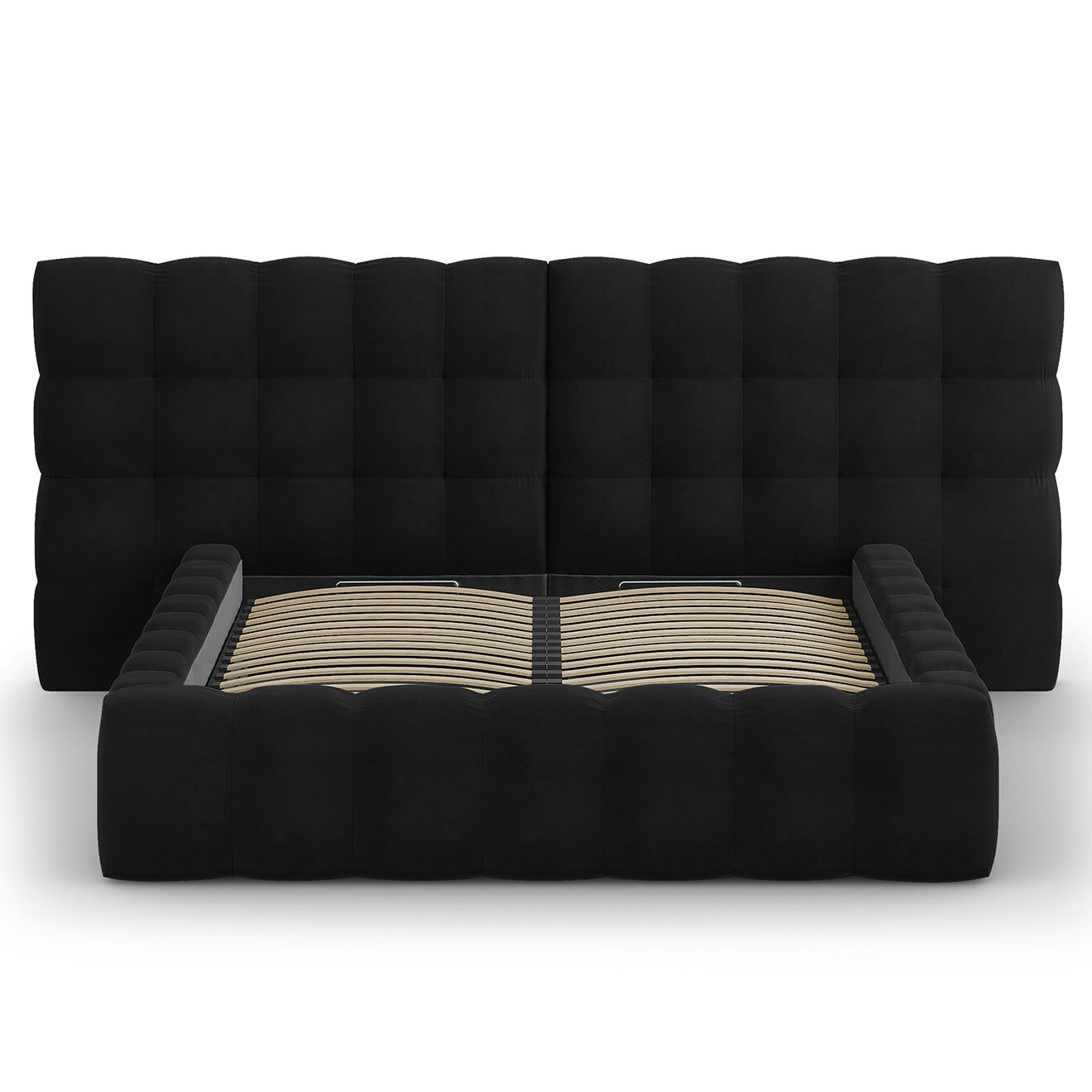 Cosmopolitan Design Lit avec coffre de rangement Bali Velours noir - 160x200 cm