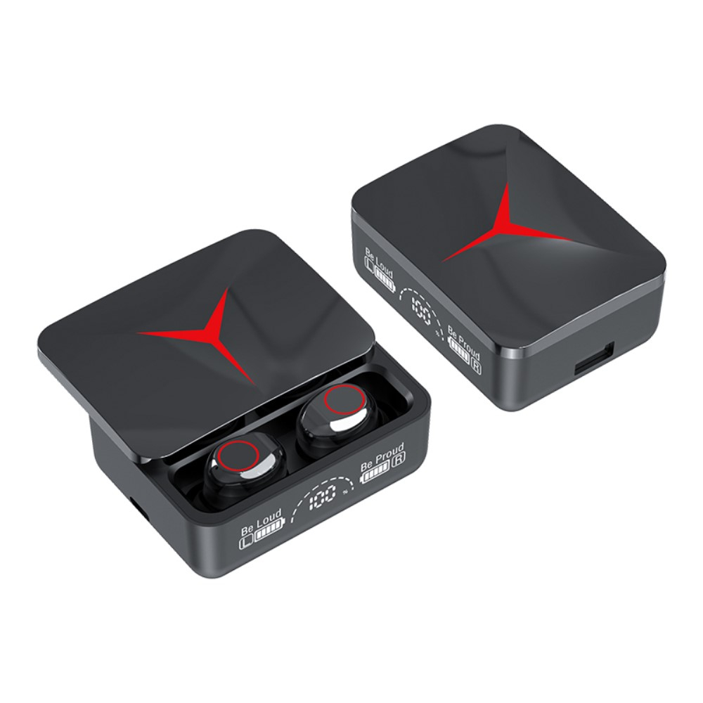 TWS Gaming Bluetooth In-Ear Kopfhörer True Wireless ENC Headset   Ladecase (Powerbank) mit Ladeanzeige (1200mAh) - Schwarz