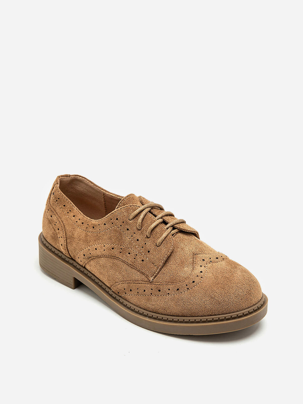 Derbies à détails ajourés- Camel