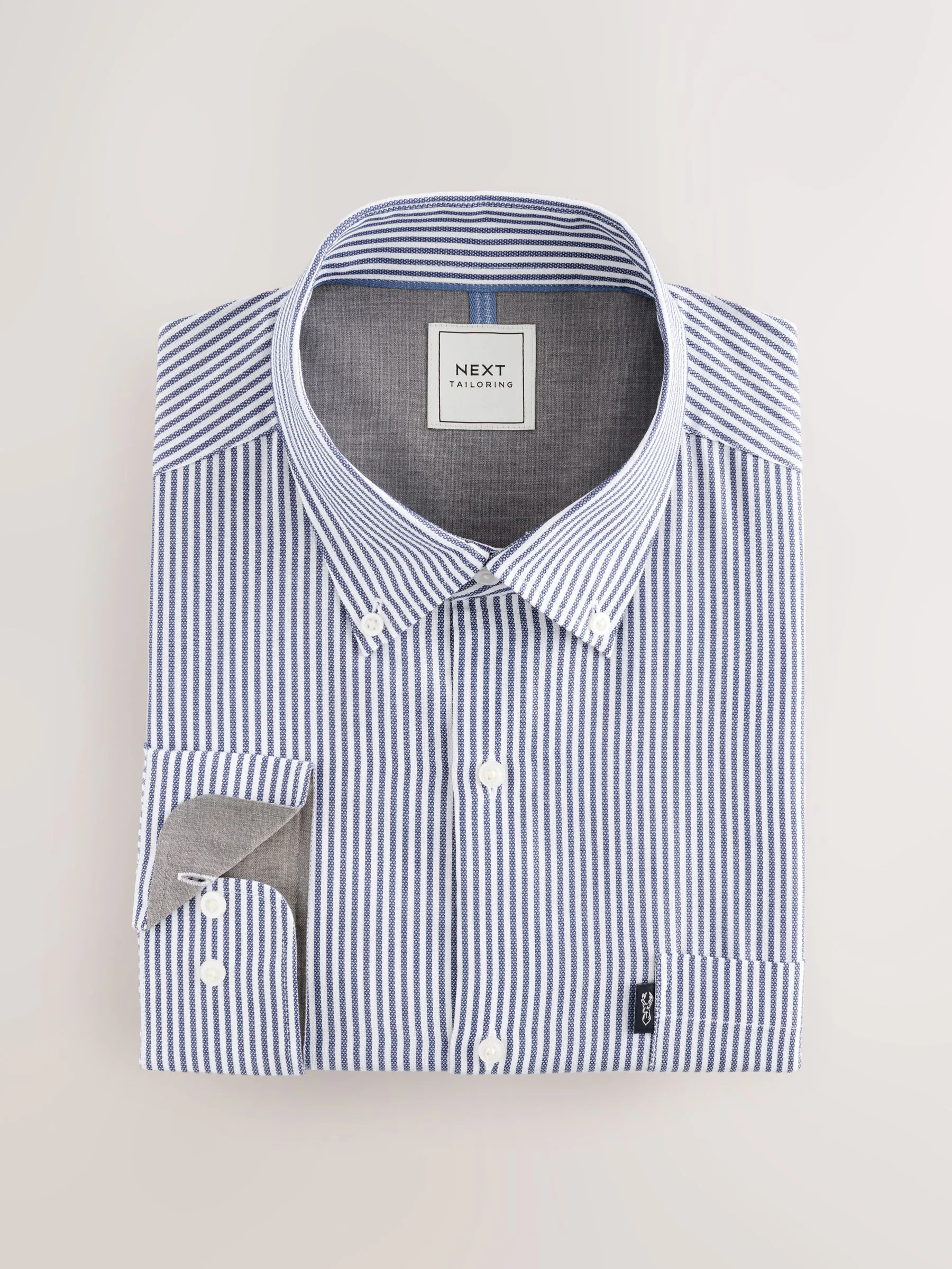 Blauw Bengaals - Strijkvrij Oxford overhemd met knopen