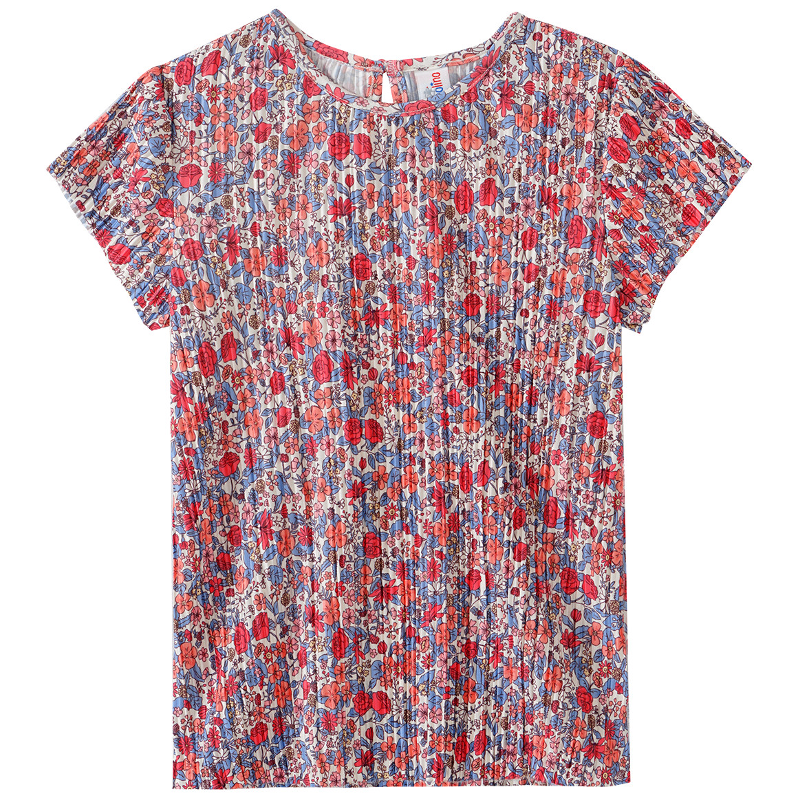 Topolino Mädchen Bluse mit Plissee-Struktur creme / rot / blau
