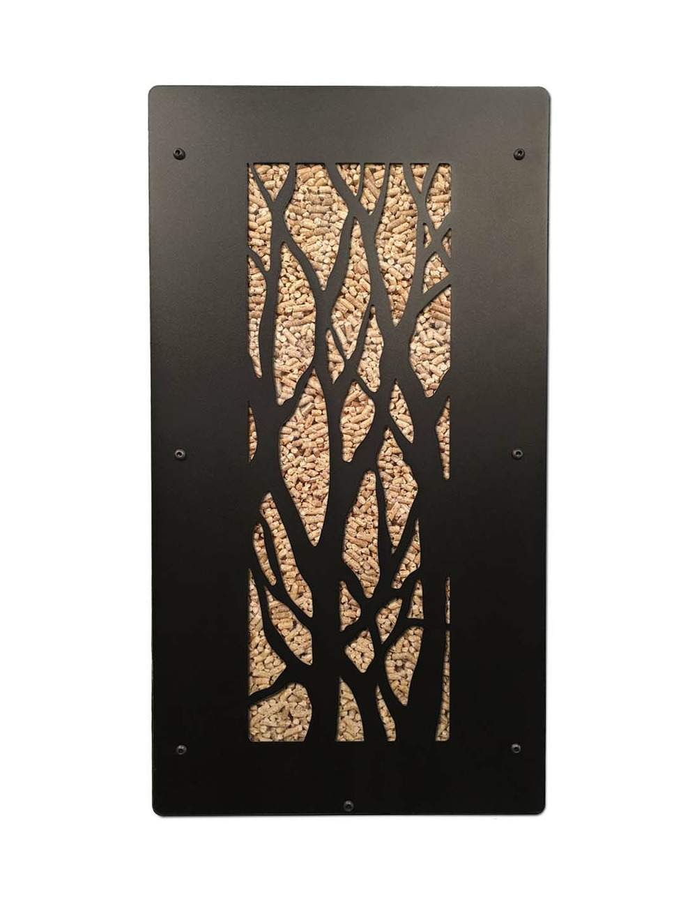 Rangement à granulés de bois 55Kg avec accessoires modèle arbre noir