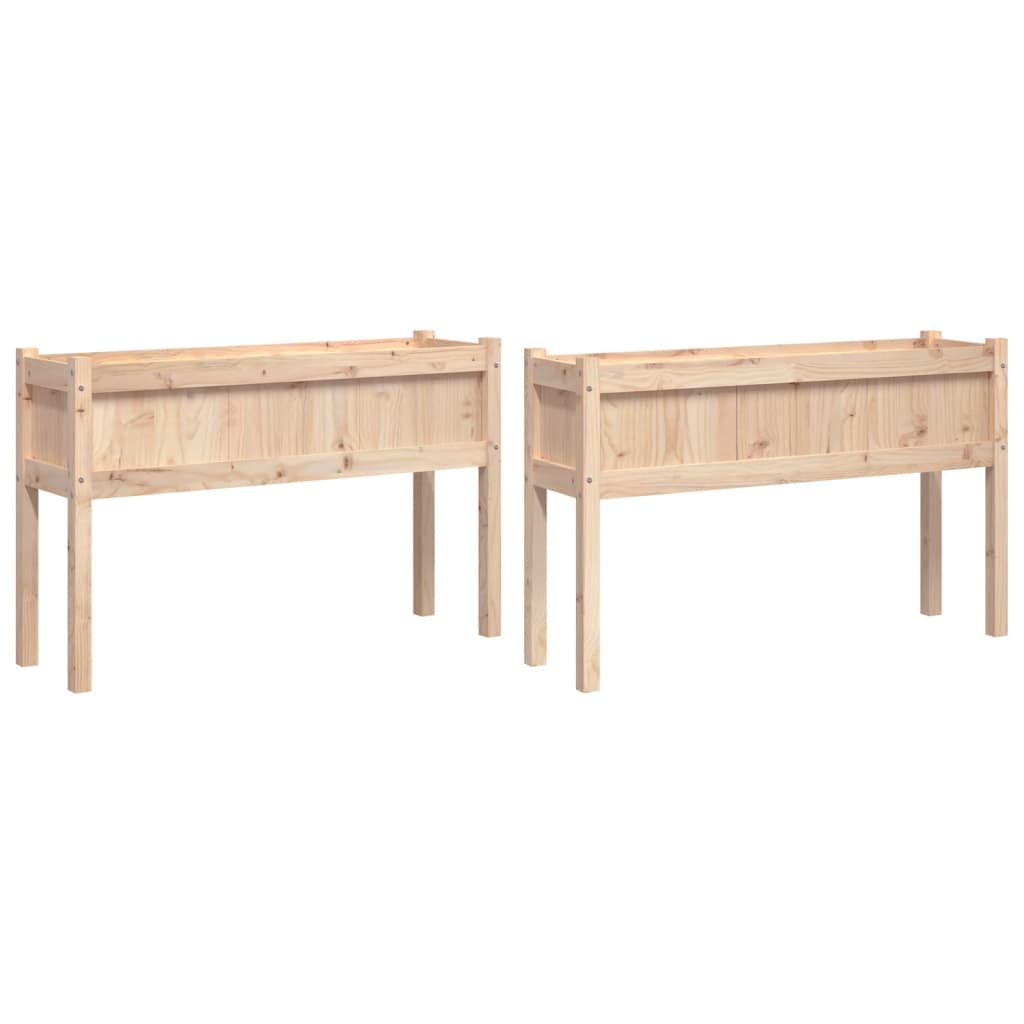 Jardinières 2 pcs avec pieds bois de pin massif