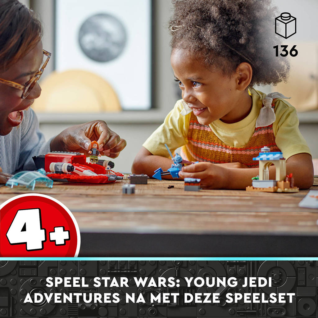 Veel elementen = veel speelplezierYoung Jedi Adventures De Crimson Firehawk Bouwbaar Ruimteschip Speelgoed 75384