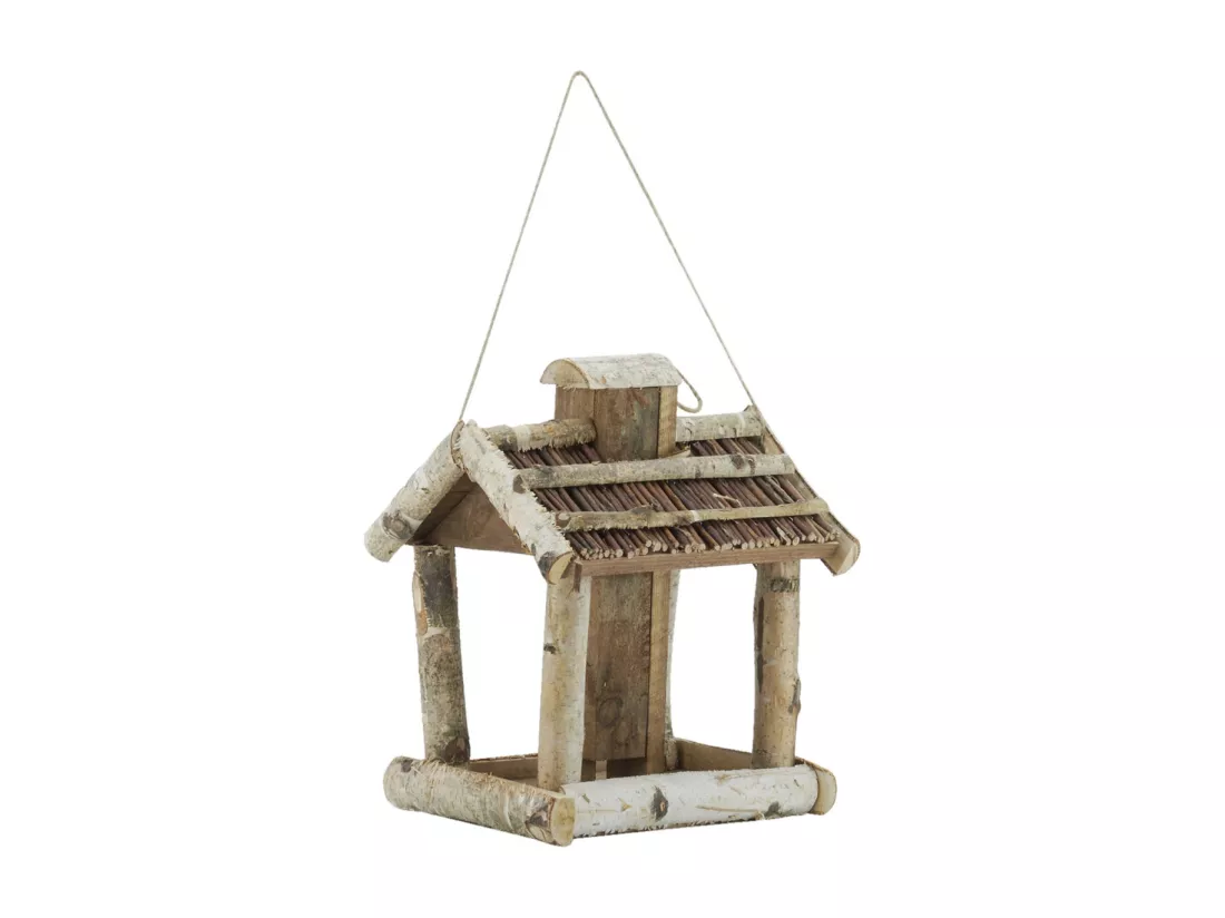 Mangeoire à oiseaux en bouleau, pin et osier