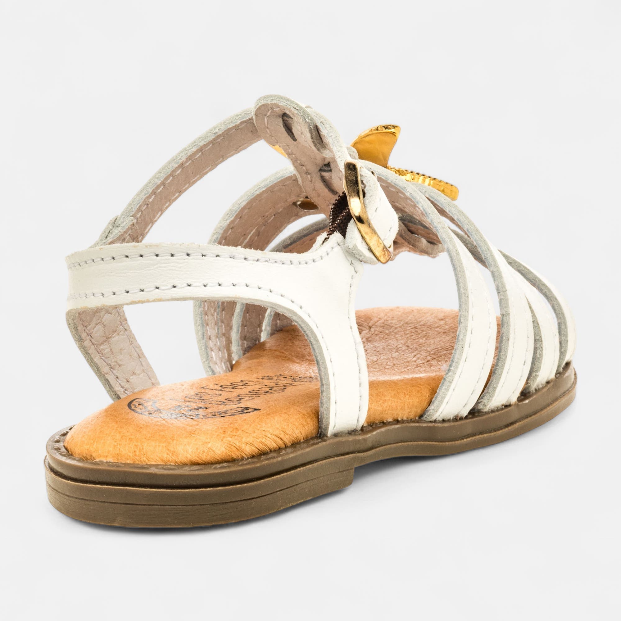 Nu-pieds Fille en cuir blanc
