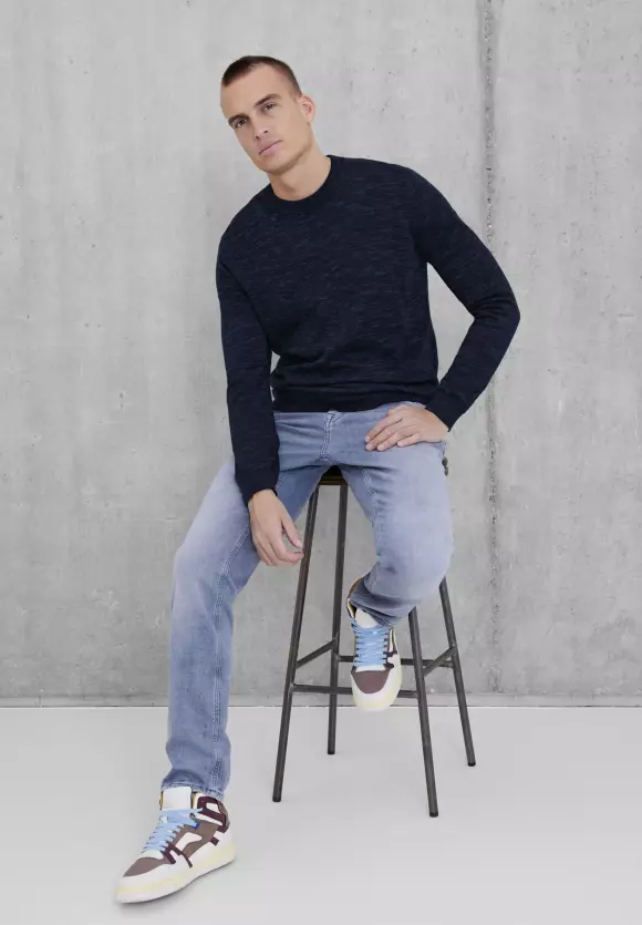Basic Strickpullover - ink blue