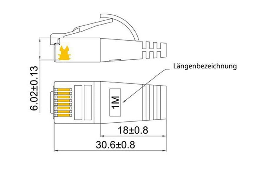 Slimpatchkabel RJ-45 - RJ-45, Cat 6, STP, 0.75 m, GrauGeschirmtes Twisted-Pair-Kabel (STP) mit Klinkenschutz