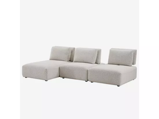 HABITAT - Canapé 3 places modulable en tissu bouclette avec dossier avance-recule - Gris perle - Rudolf