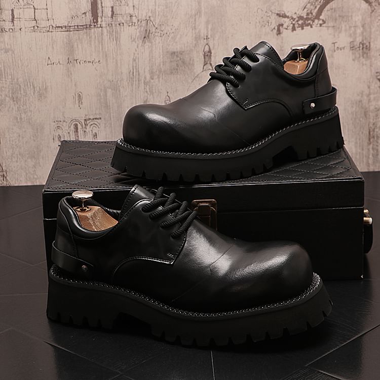 Mr Ozera - Plateau veterschoenen met effen hak