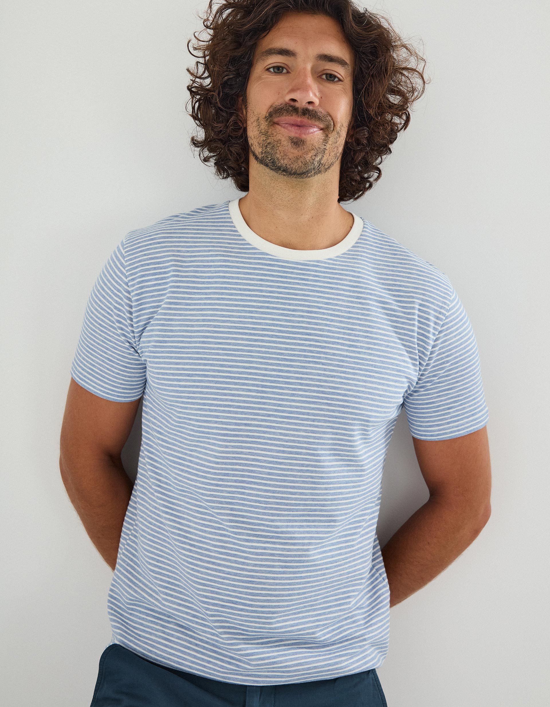T-shirt Riscas, Homem, Azul Escuro