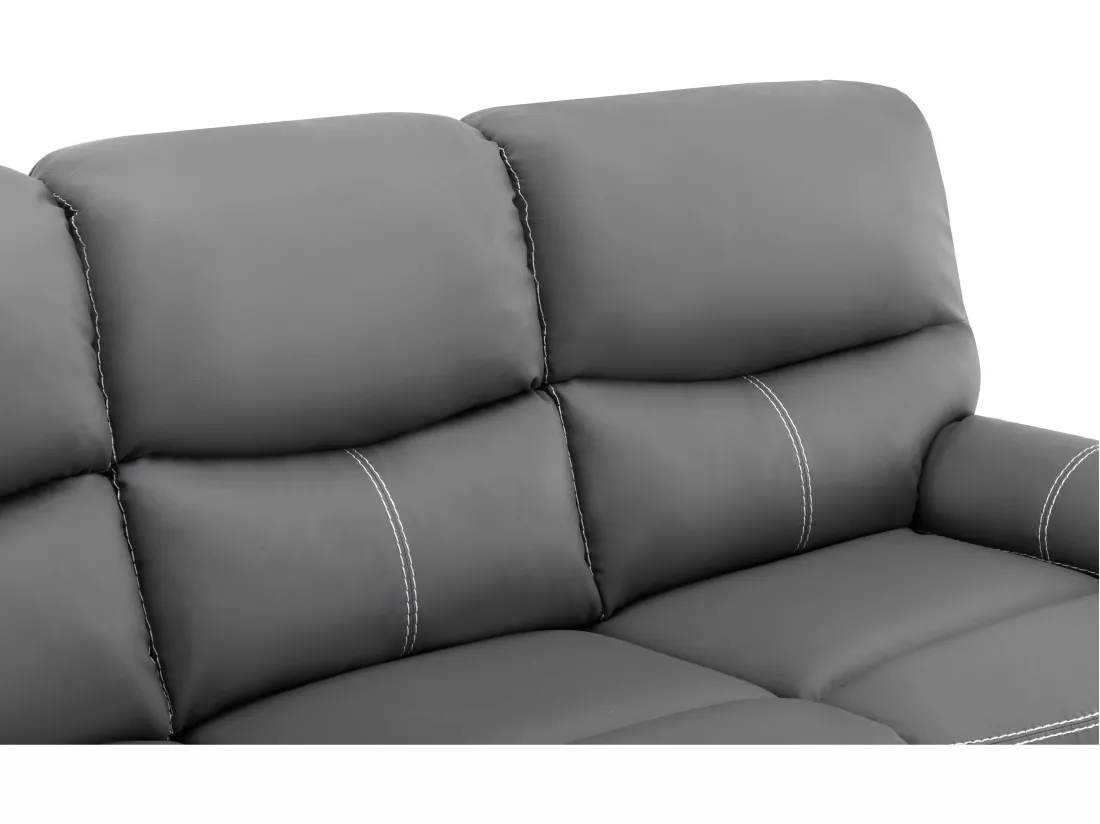 Canapés 3 places 2 places et un fauteuil relax en simili gris CANBY
