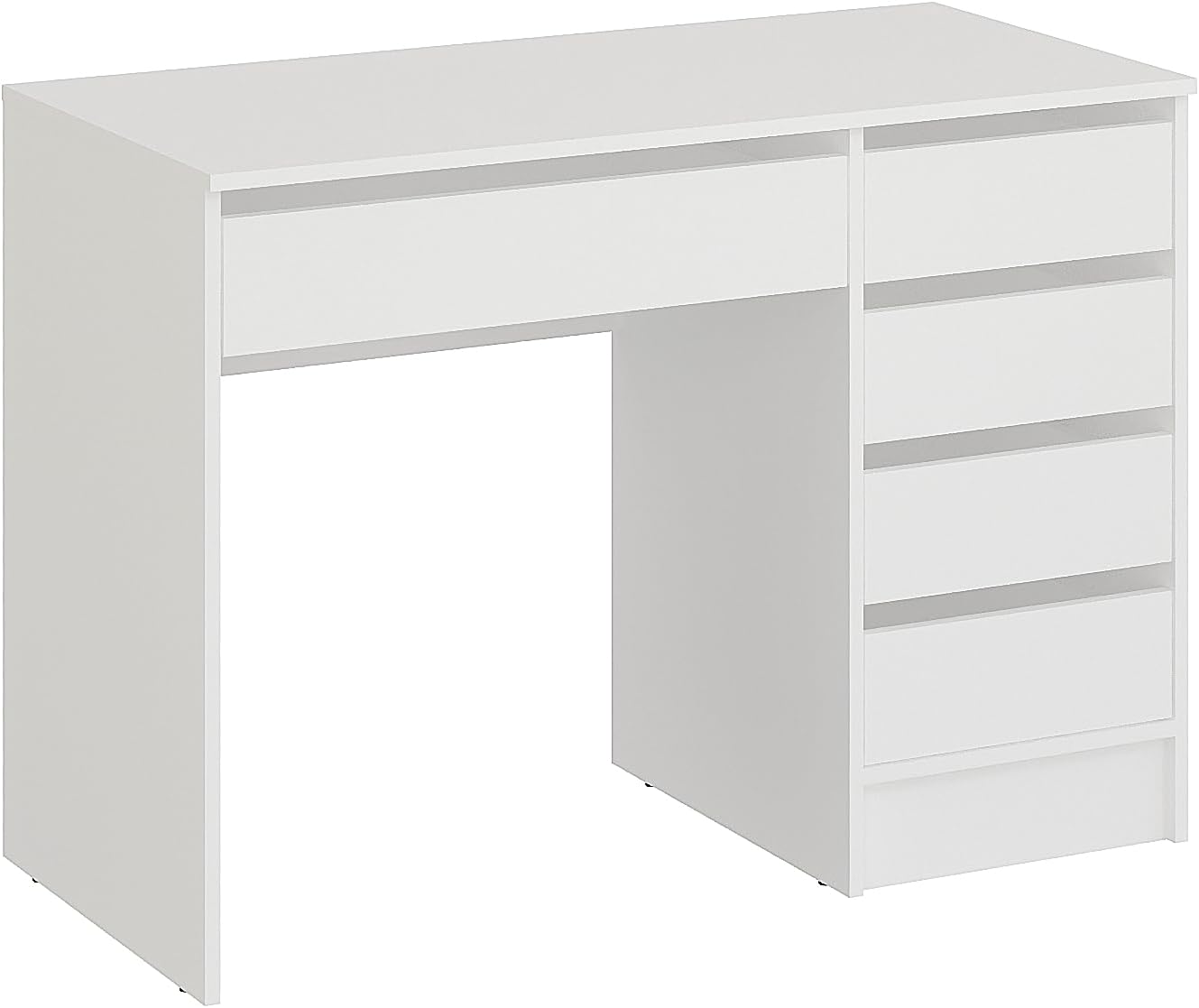 KOMTO Schreibtisch mit 5 Schubladen Weiß – Computertisch, Bürotisch, Kinderschreibtisch mit Stauraum, PC Tisch für Jugendzimmer | Arbeitstisch PLIO 110 x 53 x 78,5 cm