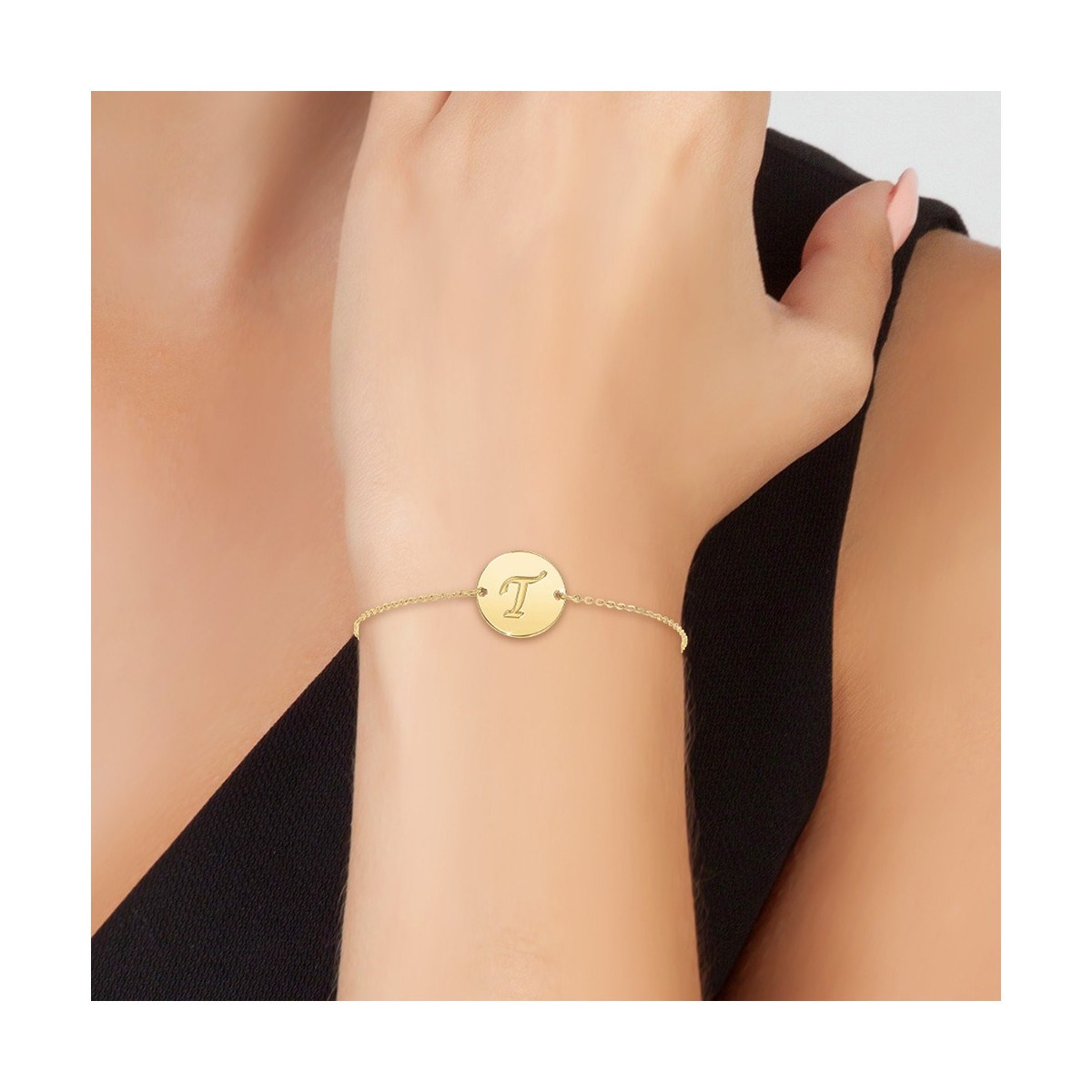 Bracelet lettre T en acier inoxydable par SC Bohème