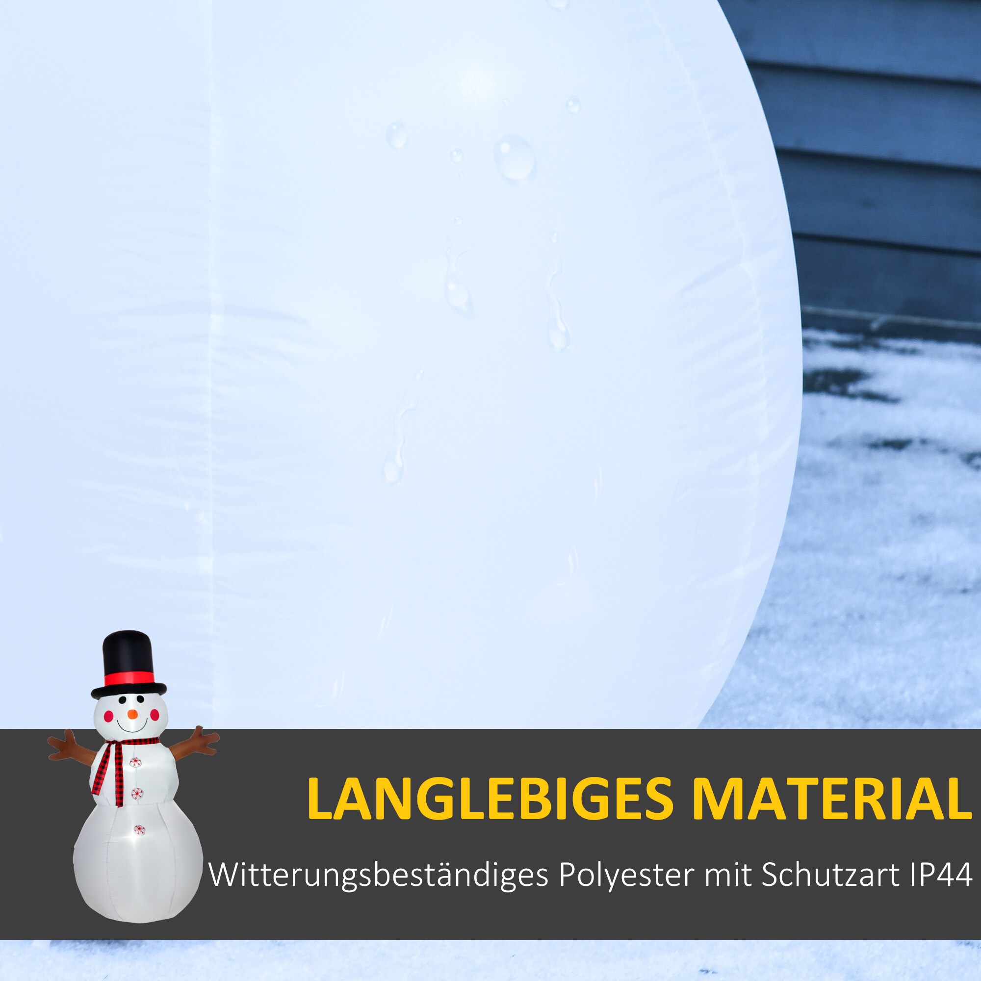 HOMCOM Aufblasbarer Schneemann wetterfest und mit LED-Leuchten bunt 100B x 80T x 182H cm