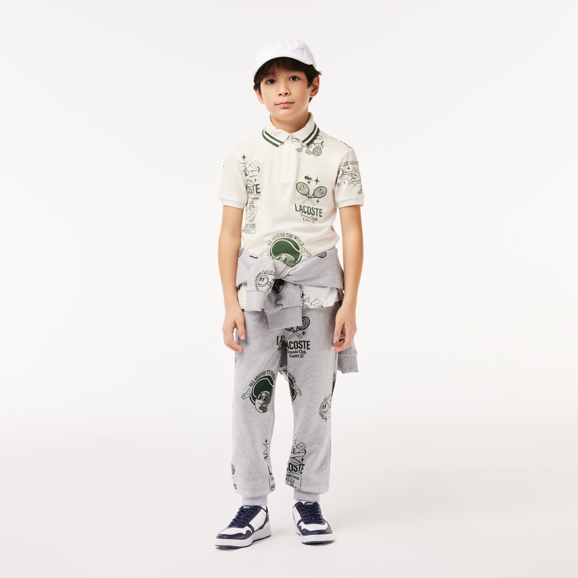 Polo imprimé graphique en coton Polos - Blanc - Lacoste - Enfant