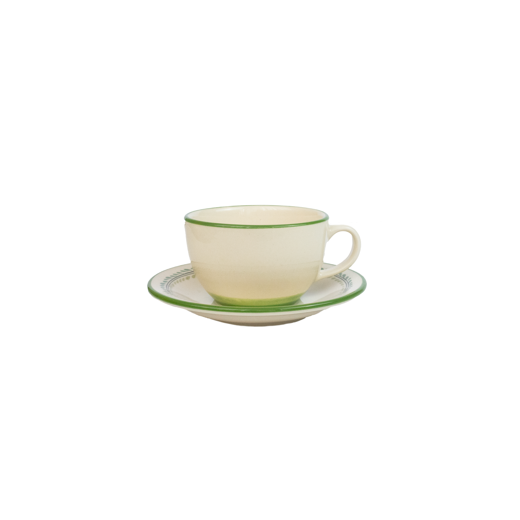 Tasse et assiette à thé en céramique « Ramas Verdes » (lot de 4)