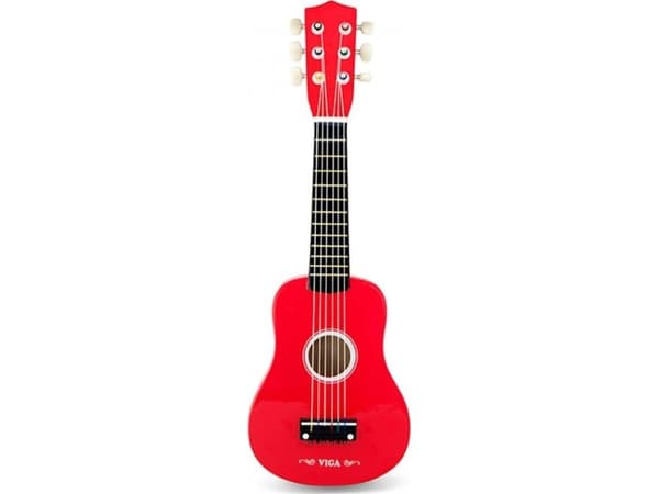 Viga Viga Tregitar for barn, rød, 21 tommer, 6 strenger