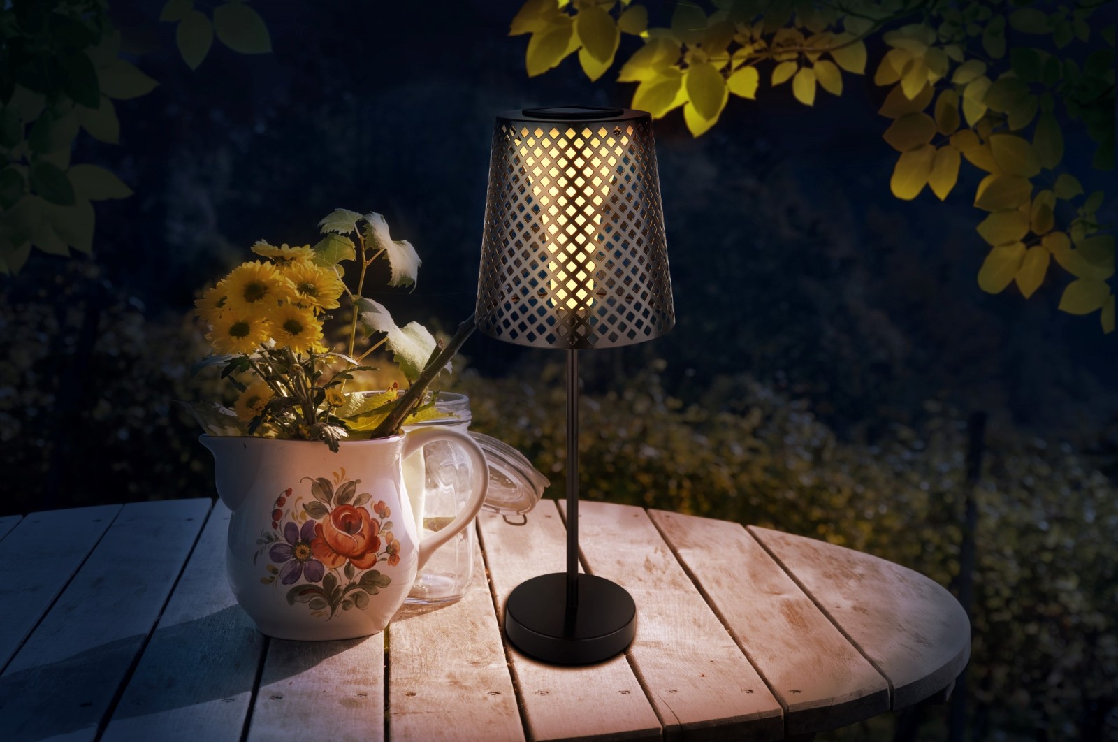 LED-Solarleuchte - schwarz matt - 50 cm hoch