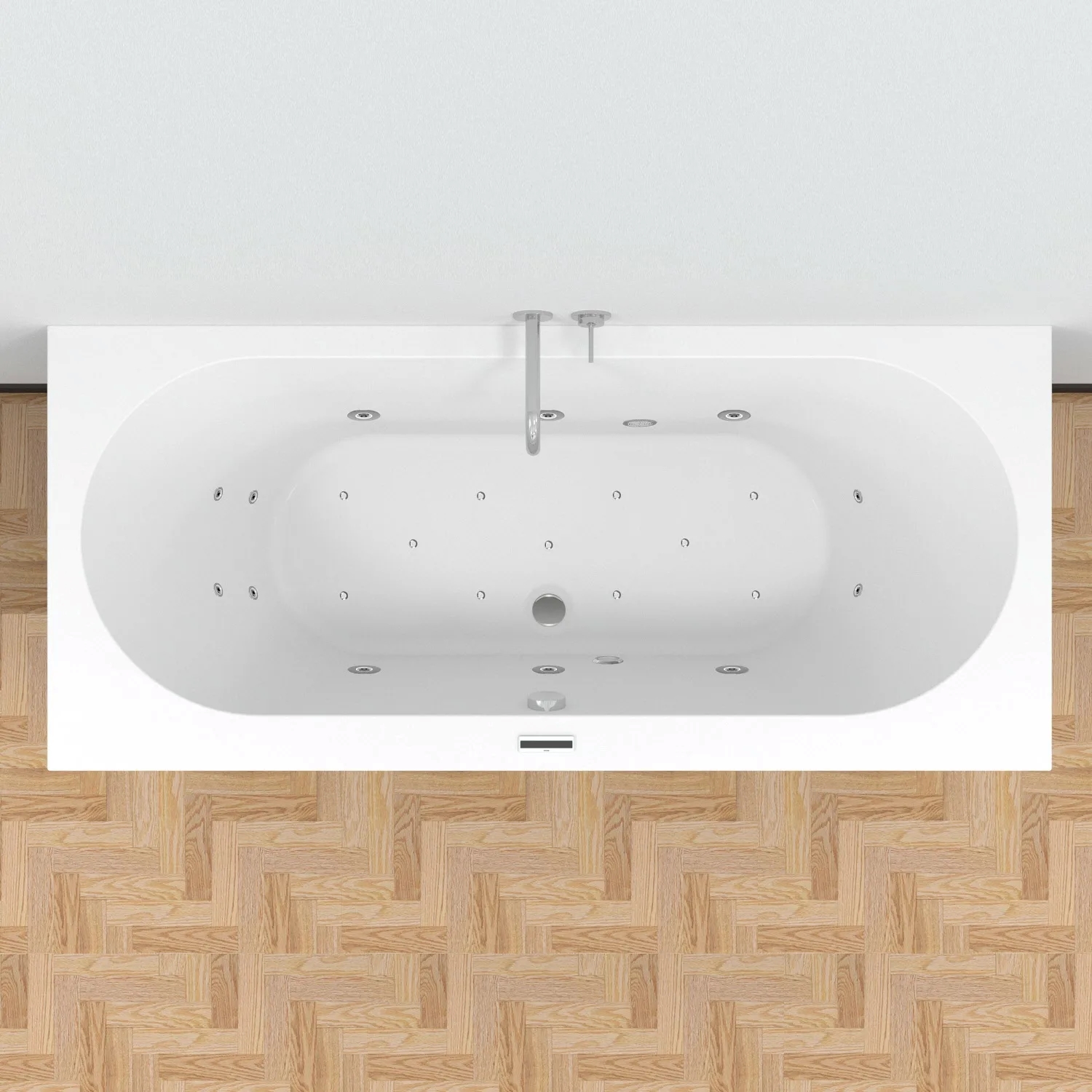 Riho Carolina bubbelbad 190x80cm wit glans met touchbediening, 6   4   2 hydrojets en 11 aerojets